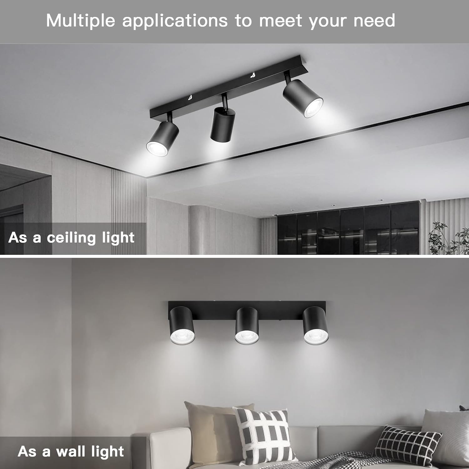 Miniatura 2 de LAMPARA TECHO DE 3 NEGRA